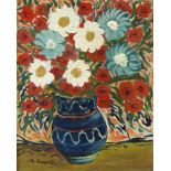 MICHELE CASCELLA (Ortona 1892 - Milano 1989) Vaso di fiori Olio su lino, cm. 49 x 39 Firma in basso