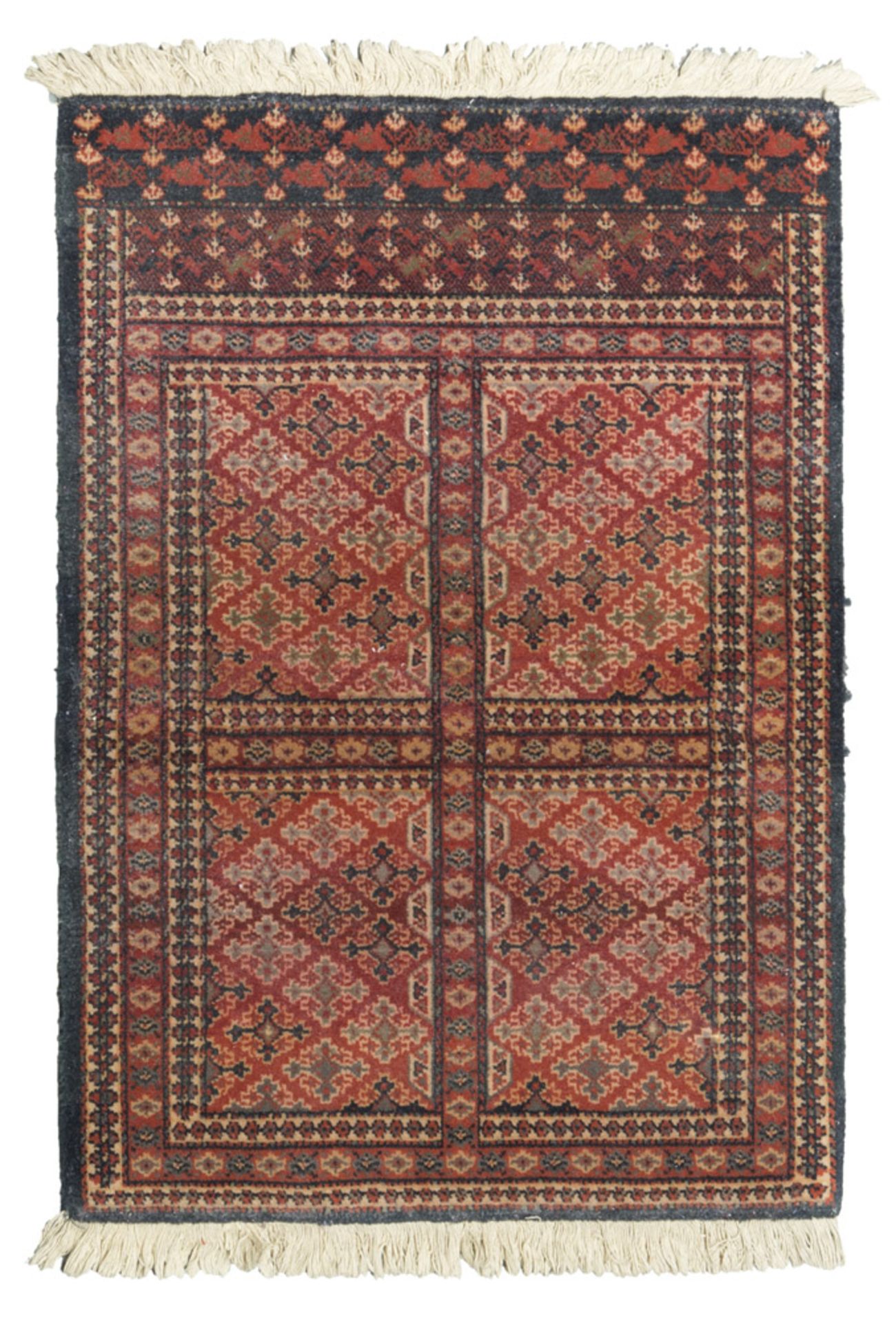 MECHANICAL FRAME CARPET, 20TH CENTURY with tiled design. Measures cm. 88 x 61. TAPPETO A TELAIO