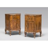 A PAIR OF WALNUT BEDSIDES, VENICE, WITH 18TH CENTURY ELEMENTS One drawer. Measures cm 77 x 60 x