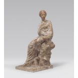 ITALIAN SCULPTOR, 19TH CENTURY ROMAN WOMAN SITTING Lacquered earthenware, cm. 23 x 9 x 11 Unsigned
