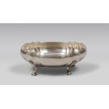 SILVER VASE, 20TH CENTURY with egg-shaped body and foamed feet. Measures cm. 8 x 22 x 18, weight gr.