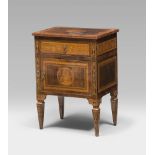 LOMBARDIAN COMMODE, LOUIS THE 16TH PERIOD Ebony veneer with maple tree, amaranth and fruit tree