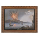 NAPOLETAN PAINTER, 20TH CENTURY VESUVIO Gouache, cm. 44 x 63 Subtitled Walnut frame PITTORE