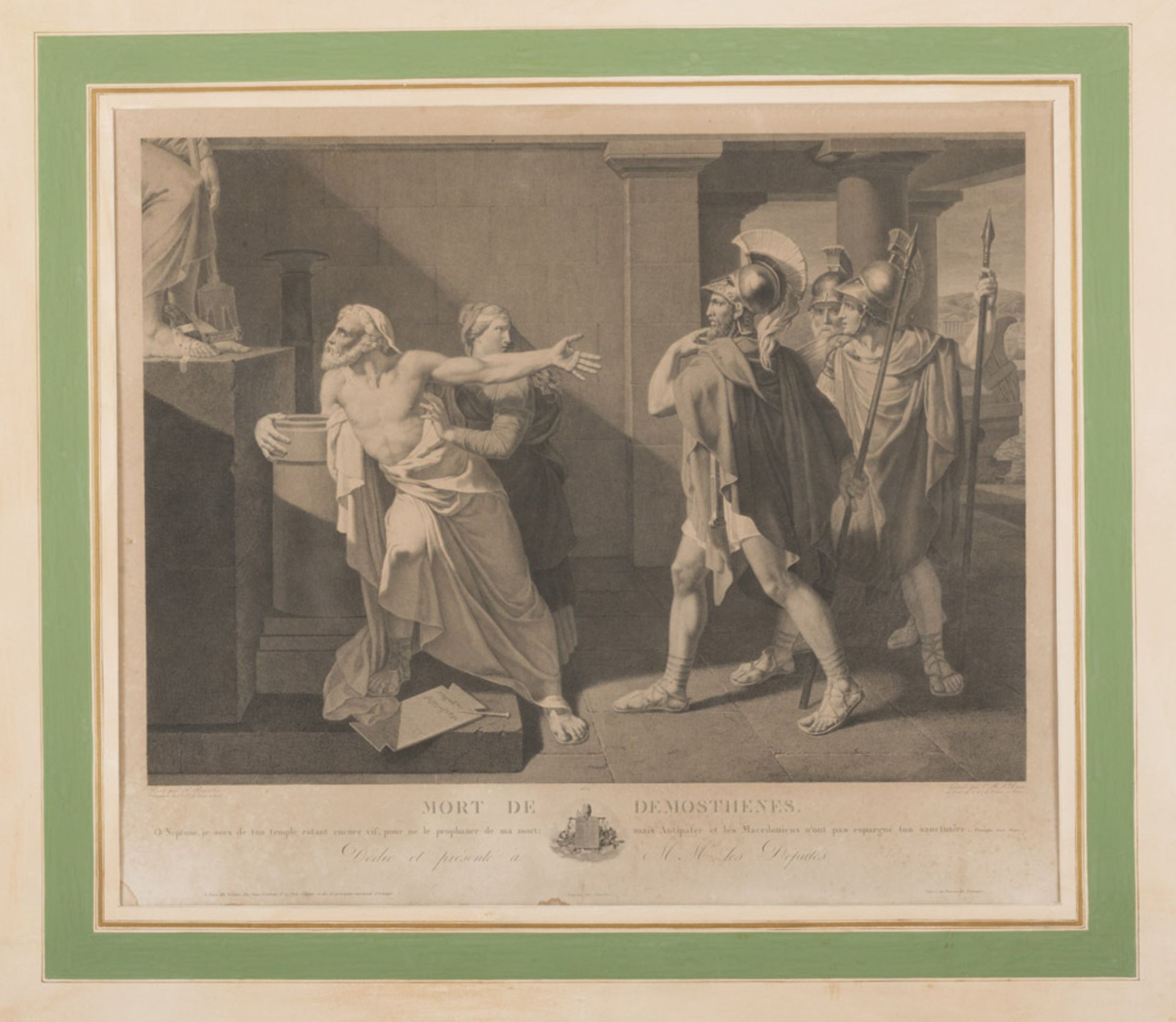 FRENCH ENGRAVER, 20TH CENTURY THE DEATH OF DEMOSTHENES Print, cm. 55 x 63 INCISORE FRANCESE, XX