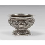 SILVER BASIN, PONTIFICAL STATE, 18TH CENTURY body embossed with motifs of coats-of-arms, volutes and