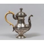 BEAUTIFUL SILVER TEA-POT, VIENNA 1840 with engraved acanthus leaves and flowered garland edges.