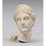 WHITE MARBLE DIANA-GODDESS HEAD, LATE 19TH CENTURY of beautiful sculpture. Measures cm. 23 x 17 x 26