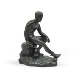 ITALIAN SCULPTURE, 19TH CENTURY YOUNG MERCURY SITTING Burnished bronze sculpture, cm. 17 Unsigned