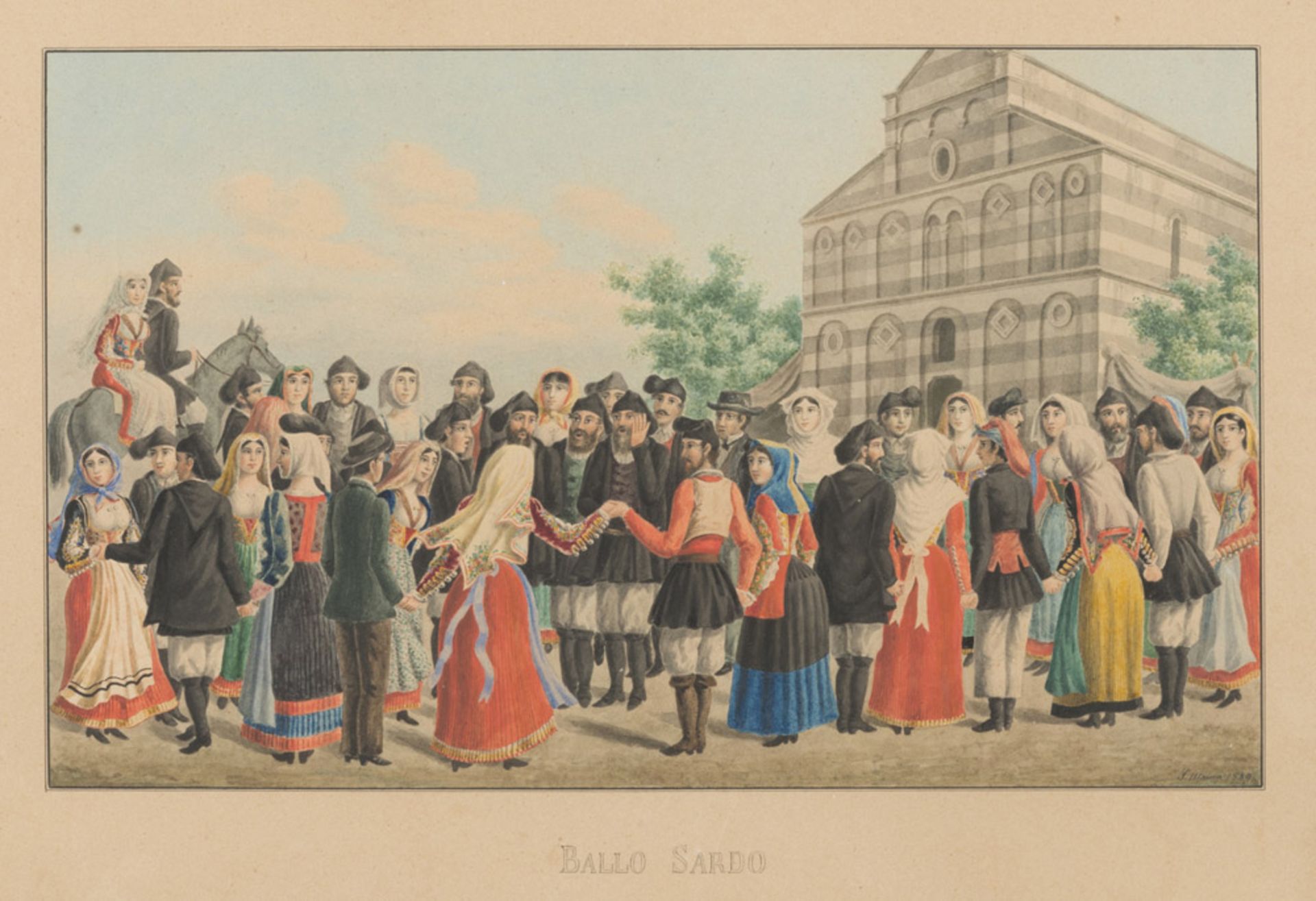 ITALIAN ENGRAVER, EARLY 20TH CENTURY DANCERS Colored print, cm. 34 x 46 subtitled Engraved Frame