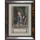 ITALIAN ENGRAVER, 19TH CENTURY LUIGI GUTEMBERG PAINTER Color etching, cm. 30 x 18 subtitled FRAME