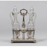 SILVER CRUET, PUNCH KINGDOM OF SARDINIA, GENOA 1824-1859 with glass bottles Title 800/1000. Measures