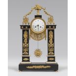 TABLE CLOCK, PROBABLY FRANCE END OF LOUIS THE 16TH PERIOD black and white marble, finishings in gilt