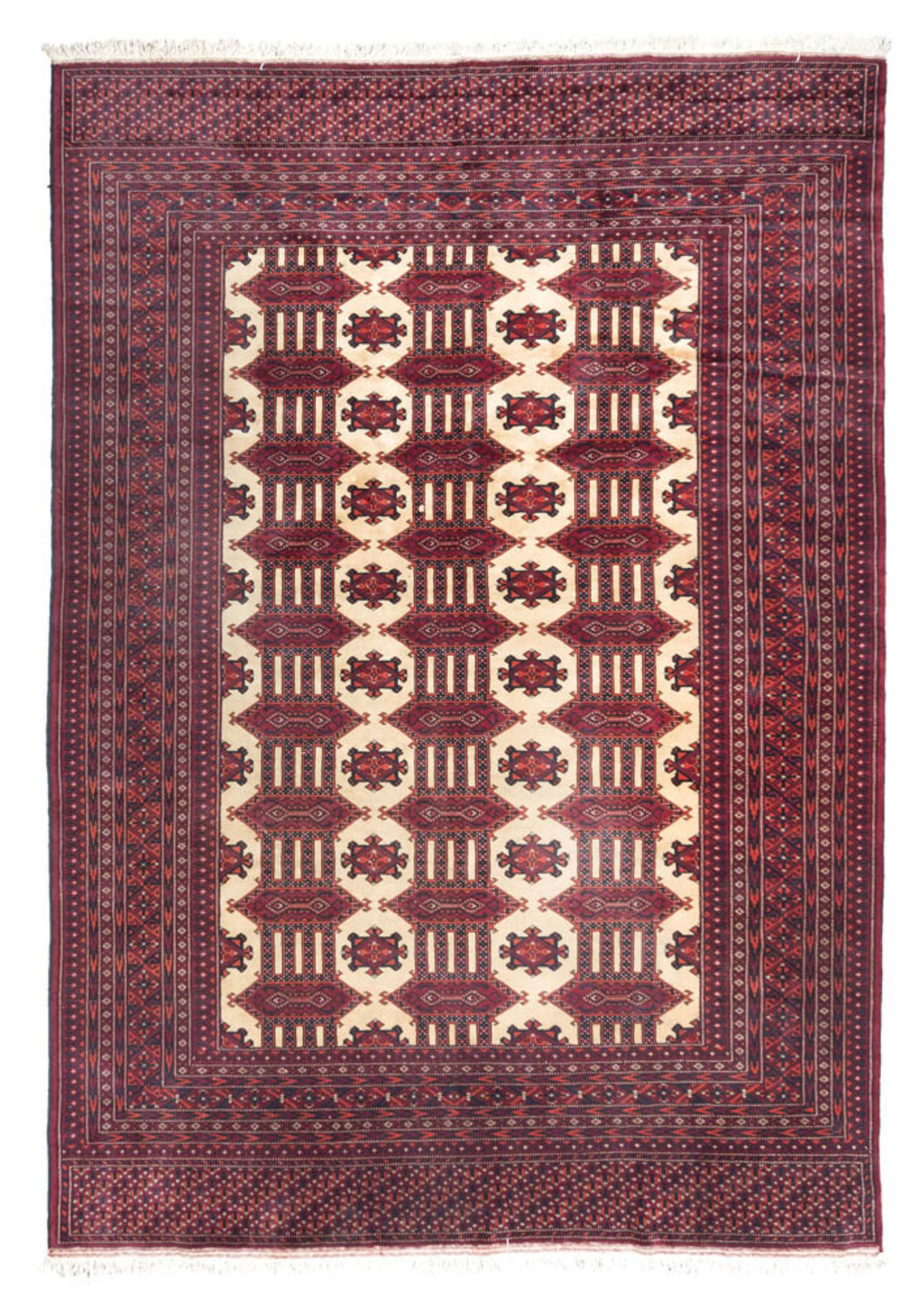 A BEAUTIFUL PAKISTAN CARPET, MID 20TH CENTURY to sketch bokara, with secondary motives to rectangles