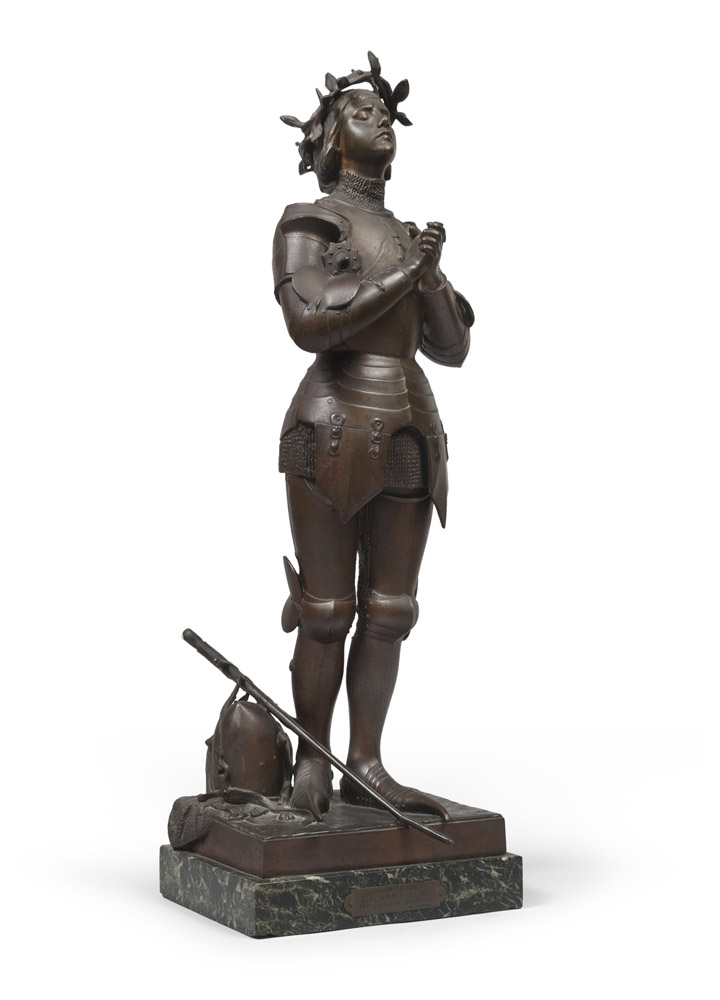 ANTONIN MERCIÈ (Toulouse 1845 - Paris 1916) JEANNE D'ARC Burnished bronze sculpture, cm. 65 x 20 x