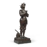 ANTONIN MERCIÈ (Toulouse 1845 - Paris 1916) JEANNE D'ARC Burnished bronze sculpture, cm. 65 x 20 x