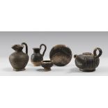 FIVE BLACK PAINTED VASES, IV-III CENTURY A.C.