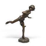 JEAN ANTOINE INJALBERT (Béziers 1845 - Paris 1933) RUNNING BOY Burnished bronze sculpture, cm. 85