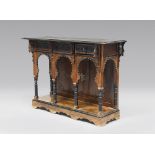 CAROB-TREE WOOD WALL-TABLE, ARAB, LATE 19TH CENTURY with legs and finishes in ebony wood, inlaid