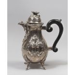 SILVER MIGNON TEAPOT, PROBABLY FRANCE LATE 18TH CENTURY Handle in wood. Measures cm. 16 x 8 x 11,