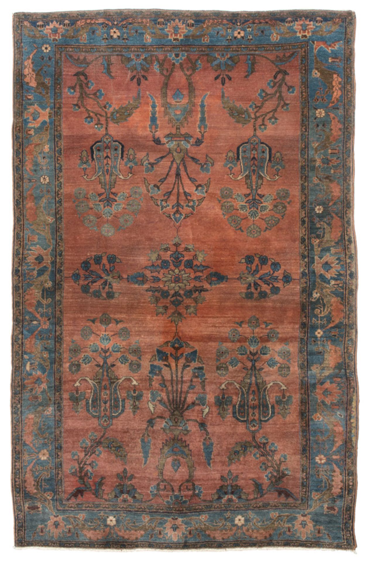 SARUK CARPET, EARLY 20TH CENTURY with design and trellis with boteh, in the central field with red