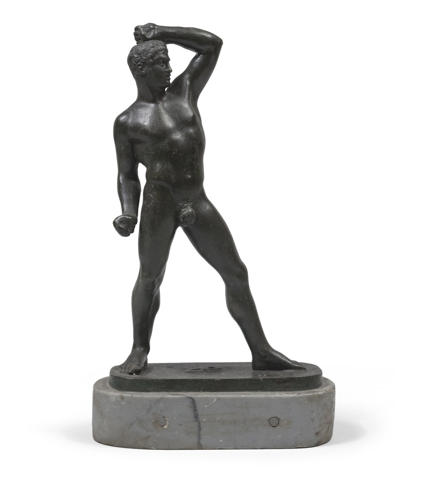 ITALIAN SCULPTOR, 20TH CENTURY ATHLETE Burnished bronze sculpture, h. cm. 27 Not signed Gray