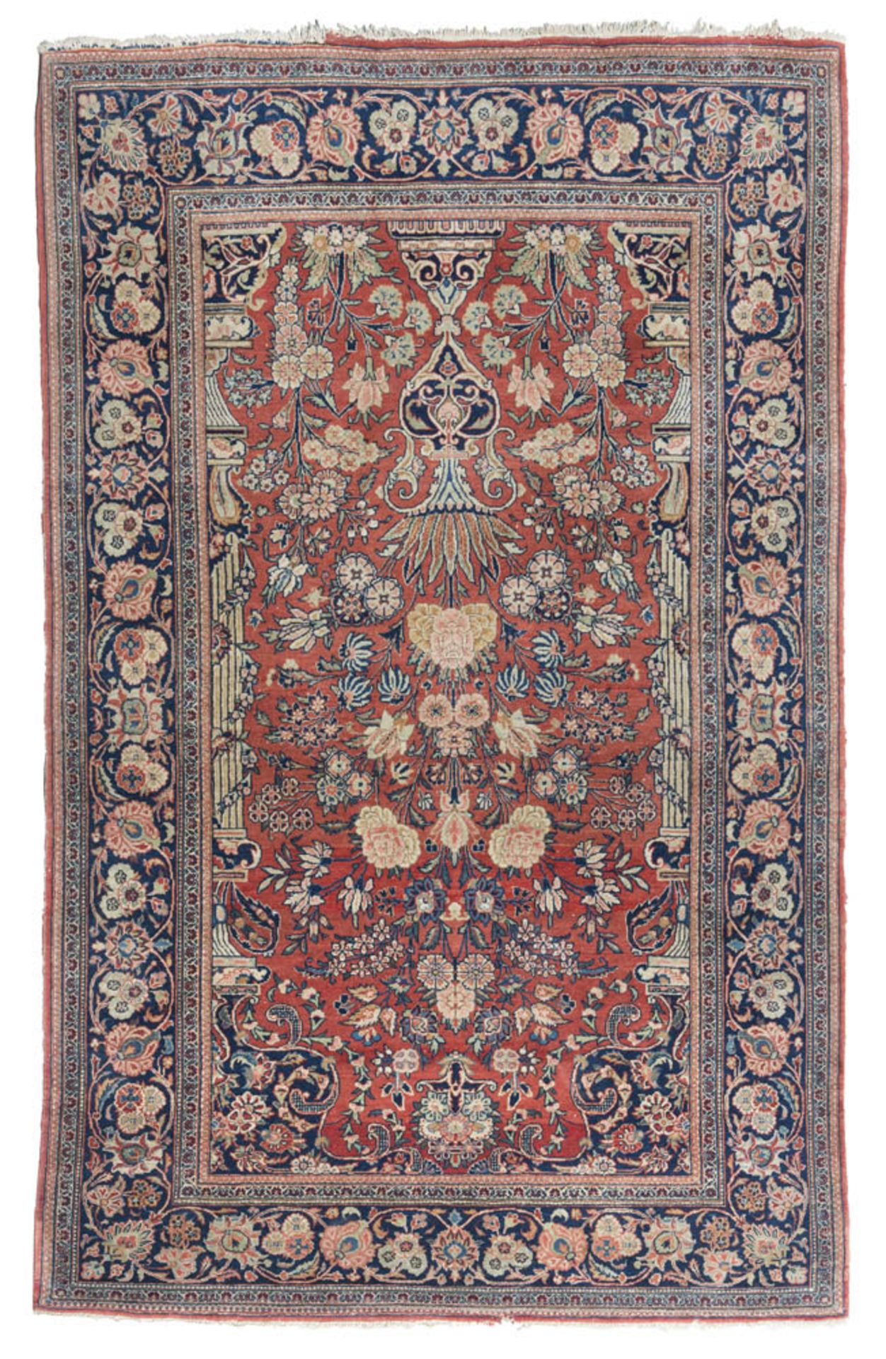 BAKTIARI CARPET, EARLY 20TH CENTURY with a vase of flowers and herat, in the central field with