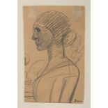 MARIO SIRONI (Sassari 1885 - Milano 1961) Busto di donna, seconda metà degli anni 20 Matita su
