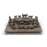 AMERIGO TOT (Ungheria 1909 - Roma 1984) Ultima cena, 1988 Bronzo, ex. 24/99 Misure, cm. 15 x 47 x