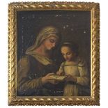 Italian painter, 19th century The education of the Virgin Oil on canvas, cm. 74 x 62 Condition