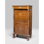 BEAUTIFUL WALNUT SECRETAIRE, CENTRAL ITALY EMPIRE PERIOD with front abbattant and two doors down.