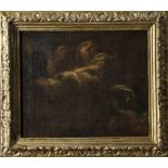 ITALIAN PAINTER, LATE 17TH CENTURY ANGELS BETWEEN THE CLOUDS Oil on canvas, cm. 25 x 30.3 Silver