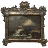 European painter, 19th century Storm Oil on metal, cm. 22.5 x 29 Provenance Roman family mansion,