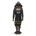 A Japanese iron and heavy laquer Armor. Nimai-do guso, Edo period, early 19th century. Total