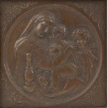 BRONZE BAS-RELIEF, EARLY 19TH CENTURY depicting the Madonna della seggiola. Gilded frame. Measures