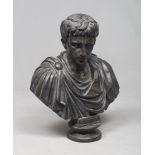 SCULPTOR, EARLY 20TH CENTURY CAESAR'S BUST Burnished bronze sculpture, cm. 75 x 80 x 45 PROVENANCE