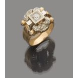 RING in yellow gold 18 kt., with diamond. Diamond ct. 0.20, total weight gr. 6,80. ANELLO in oro