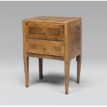 Walnut Bedside, probable Naples late 18th century With reserves in Boxwood. Two drawers on the