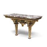 BEAUTIFUL LACQUERED WOODEN CONSOLES, 19TH CENTURY of Louis XIV style, light green, dark green and