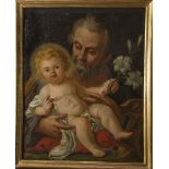 Neapolitan painter, 18th century Saint Joseph with the Child Oil on canvas, cm. 63 x 50 Condition