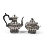 Silver Teapot and Sugar Bowl, Punch Kingdom of the Two Sicilies 1832/1872 A body embossed with