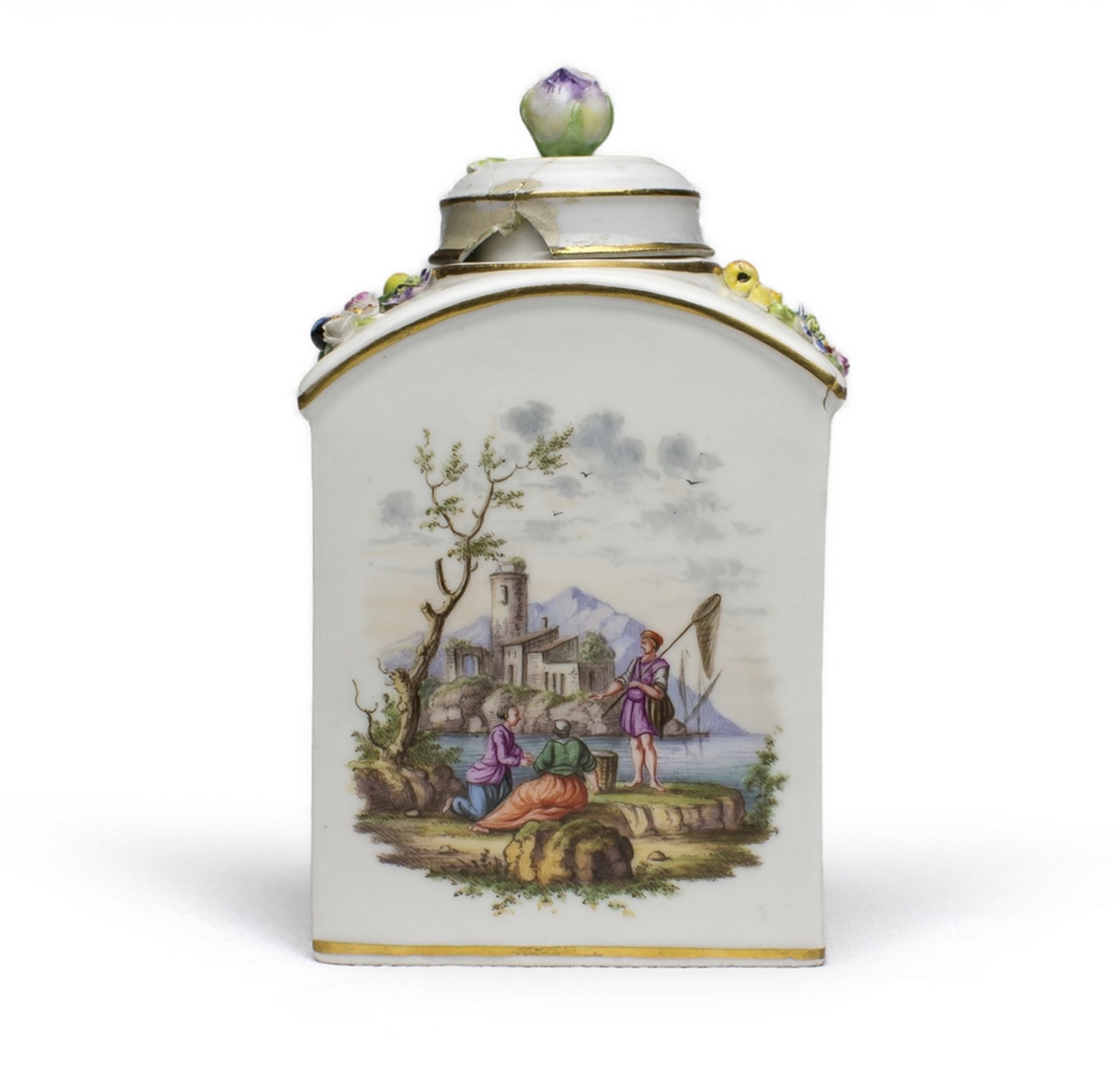 Porcelain Flask, Meissen early 19th century With white and polychromatic enamel, with decorations in - Bild 2 aus 2