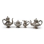 SERVIZIO DA TÈ E CAFFÈ IN SILVER TEA AND COFFEE SET, PUNCH ALESSANDRIA 1944/1968 Silversmith A. Cesa