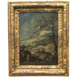 CIRCLE OF GIUSEPPE ZAIS, 18TH CENTURY LANDSCAPE WITH FISHERMEN Oil on canvas, cm. 32.5 x 24 ORIGIN