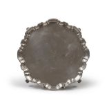 SMALL SALVER IN SILVER, ENGLAND SHEFFIELD 1934 on the rough edge with smooth and initial plane