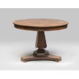 BEAUTIFUL WALNUT TABLE, ROME OR NAPLES 19TH CENTURY with a circular top inlaid in boxwood and