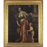 Academic painter, 20th century Allegory of sculpture, after Veronese Oil on copper, cm. 70 X 58