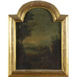 ITALIAN PAINTER, LATE 18TH CENTURY LANDSCAPE WITH WAYFARERS RIVER LANDSCAPE WITH WAYFARERS