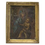 Roman painter, 18th century Virgin with Child Oil on copper, cm. 21 x 16 Golden Frame Condition