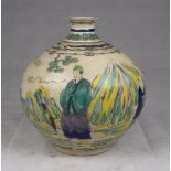 POLYCHROME CERAMIC VASE, JAPAN EARLY 20TH CENTURY Size cm. 32 x 27. Defects. VASO IN CERAMICA A