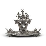 Beautiful silver fountain-centerpiece, Italy early 20th century A marine figures. Triton and